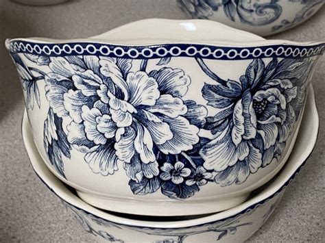 Set Soup Salad Bowls Fifth Adelaide Blue And White Square Bird