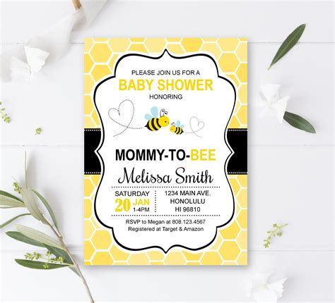 Bumble Bee Baby Shower Invitations Honey Bee Baby Shower Etsy