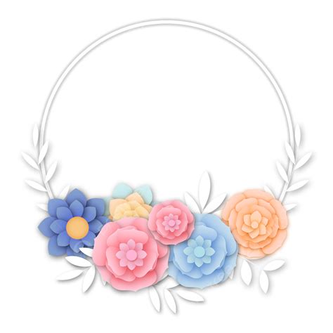 Paper Cut Flower Border Color Frame Flowers Paper Cutting Png