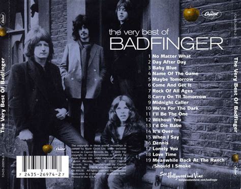 Carátula Trasera De Badfinger The Very Best Of Badfinger Portada