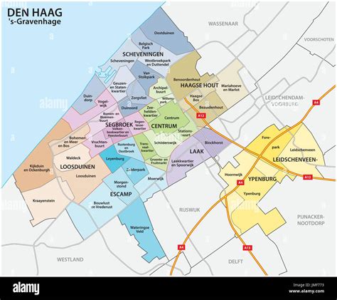 Administrative And Political Map Of The Dutch City The Hague Stock