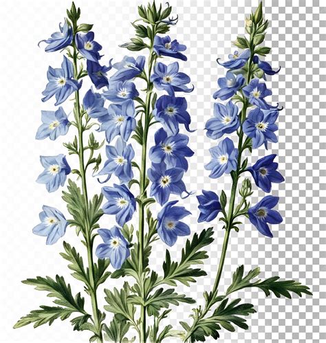 Premium Psd Larkspur Flower Vintage Retro Illustration Isolated