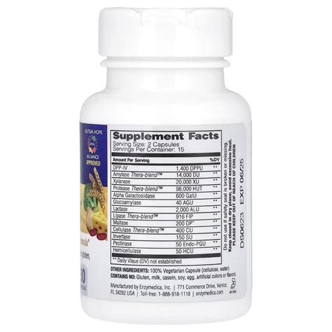 Enzymedica Digest Basic Essential Enzyme Formula 180 Capsules