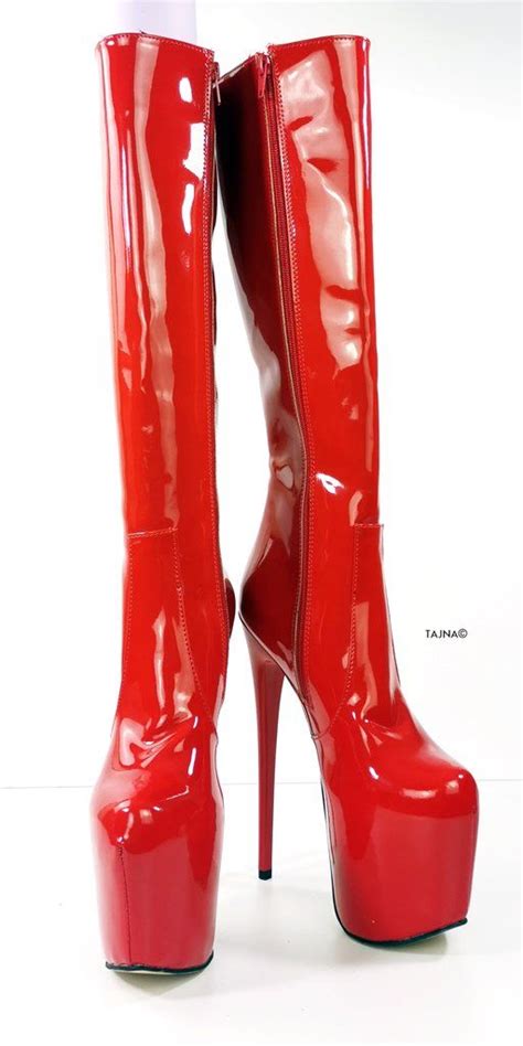 Red Leather Boots, Leather High Heel Boots, Red Boots, Heeled Boots ...