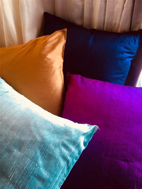 Silk Cushion Covers Approx 42cm X 42cm 100 Dupion Silk In Etsy Uk