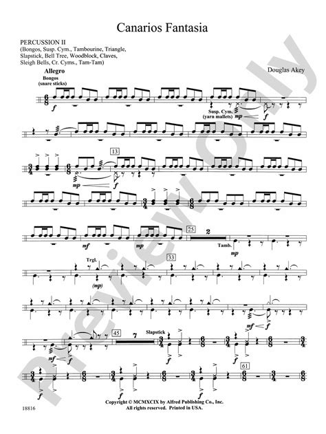 Canarios Fantasia 2nd Percussion 2nd Percussion Part Digital Sheet Music Download