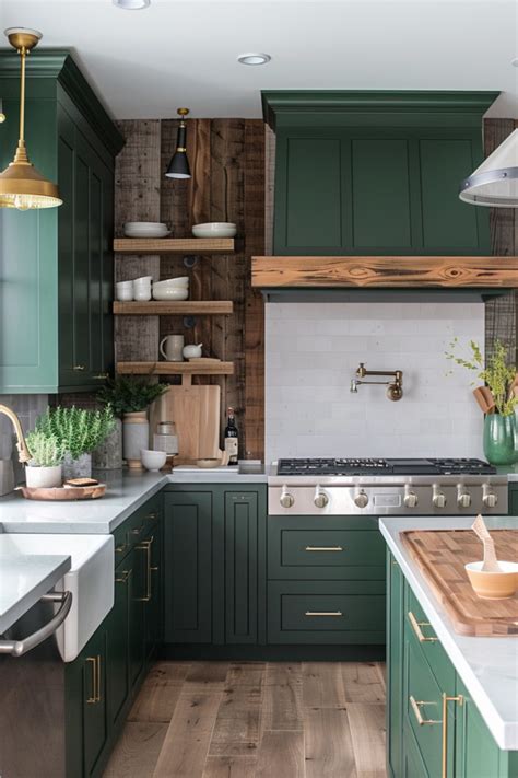 50 Kitchens With Green Cabinets And Wood Accents