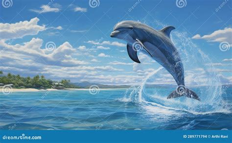 Dolphin Leaping Out of the Water Stock Illustration - Illustration of reef, fish: 289771794