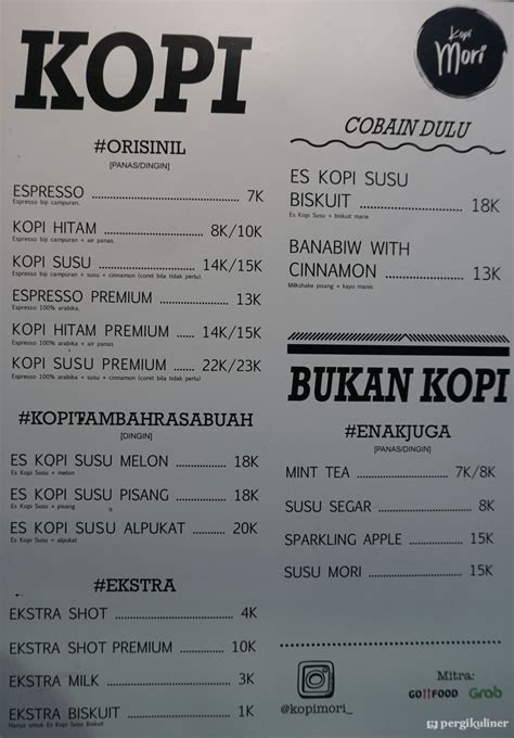 Selalu Diperbarui Menu Kopi Mori Tomang