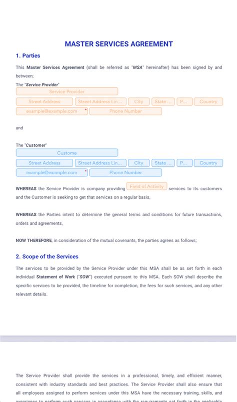 Msa Contract Template