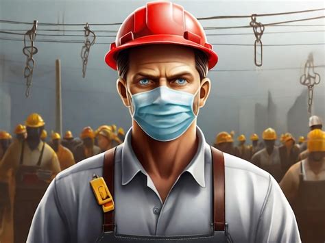 Premium Photo A Poster Of A Construction Worker Wearing A Red Hard Hat