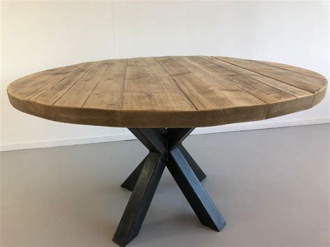 Ronde Houten Eettafel Senn Massief Houten Tafel Met Spinpoot Ronde