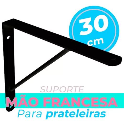 Soporte de estantería de mano francés negro de 30 cm con tornillos