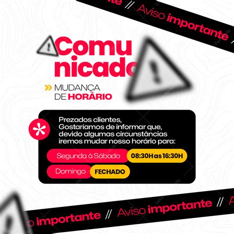 Comunicado De Mudanca De Horario On Behance Behance