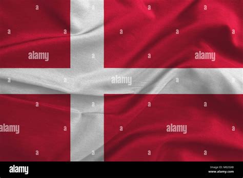 Waving Flag Of Denmark Flag Has Real Fabric Texture Stock Photo Alamy