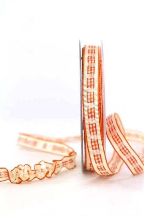 Dekoband Rips Satin Orange Creme Mm Breit G Nstig Kaufen