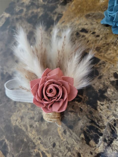 Pampas Wood Flowerscorsage And Boutonniere Set Boho Wedding Groomsmen