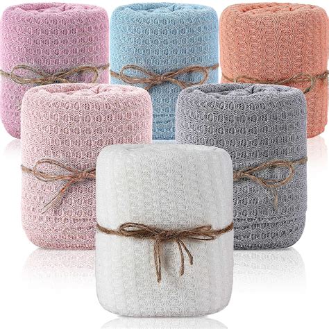 6 Pcs Baby Wrap Newborn Baby Knit Stretch Wrap Baby Blankets Unisex ...