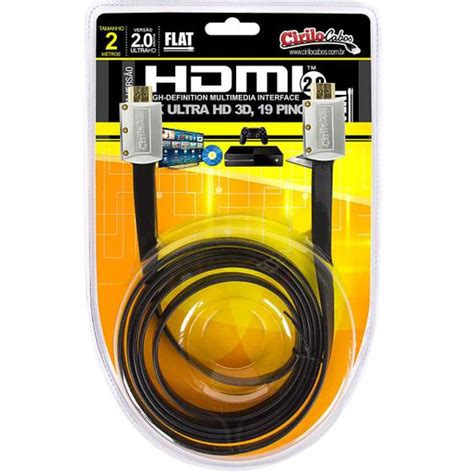 Cabo HDMI 2 0 Flat Desmontável 4K Ultra HD 3D 2 Metros CIRILO