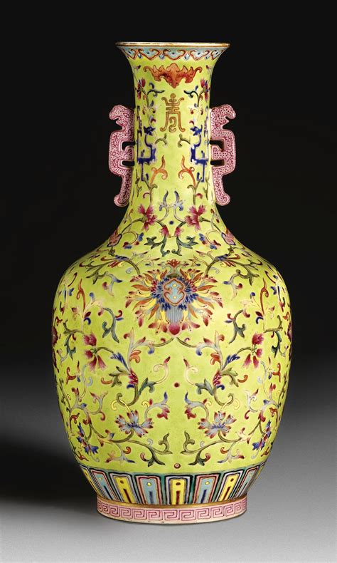 A LIME GREEN GROUND FAMILLE ROSE VASE JIAQING SEAL MARK AND PERIOD