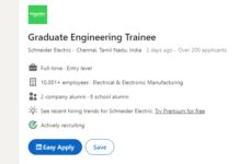 Schneider Electric Campus Freshers Recruitment Drive For Batch