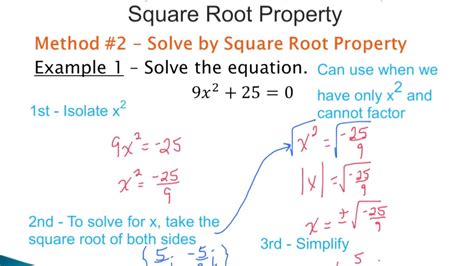 Solving Quadratic Equations Using Square Root Property Youtube