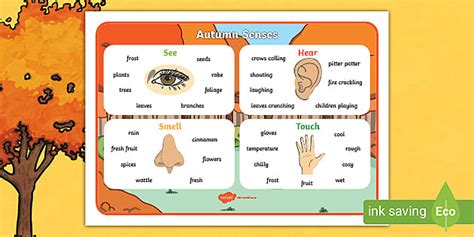 Autumn Senses Word Mat Teacher Made