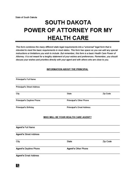 Free South Dakota Medical Power Of Attorney Pdf Word