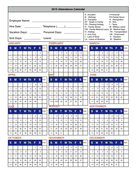 2020 Employee Attendance Tracker Printables Free | Example Calendar Printable