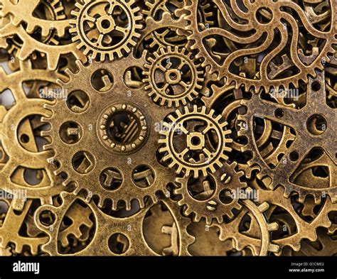 Vintage Mechanical Cogwheel Gears Wheels Closeup Stock Photo Alamy