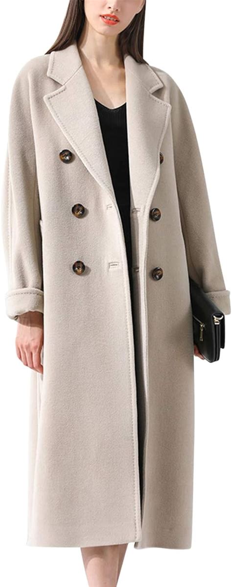 Petalum Caban Femme Laine Hiver Manteau Trench Chaud Double Boutonnage