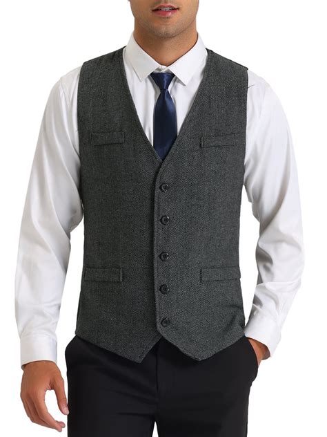 Lars Amadeus Herringbone Suits Vest For Men S Classic Slim Fit Business