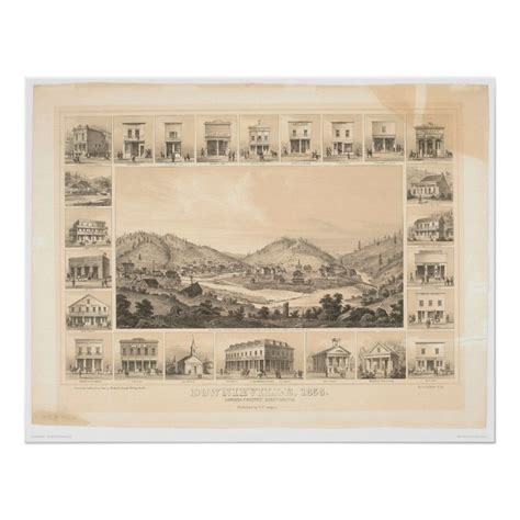 Downieville, CA Panoramic Map 1856 Poster