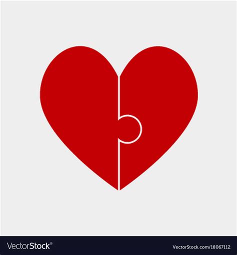 2 Red Piece Puzzle Heart Valentines Day Love Vector Image