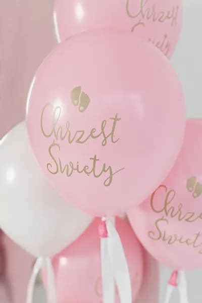 Balony lateksowe Chrzest Święty różowe 6 szt Sklep Moje Party