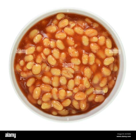 Baked Beans Bowl Of Baked Beans In Tomato Sauce Isolated On A White