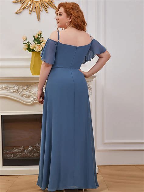 A Line Bridesmaid Dress Off Shoulder Sleeveless Elegant Floor Length C