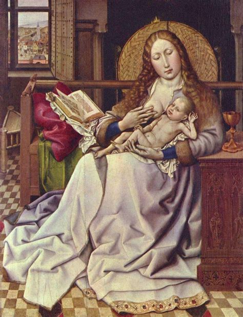 Virgen De La Pantalla De Mimbre Robert Campin Campin Mother Mary