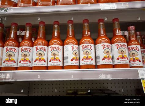 Los Angeles California United States 03 01 2022 A View Of Several Bottles Of Tapatio Hot