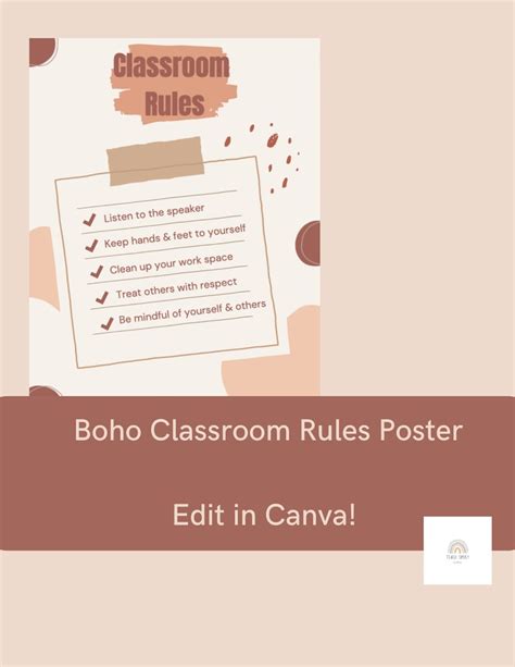 Boho Classroom Rules Poster Etsy