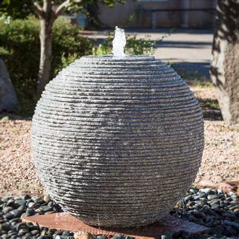 Garden Grey Granite Stone Sphere Ball Fountain From China