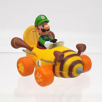 Nintendo Super Mario Kart Coin Racer Luigi Figure In Bumble Bee Car