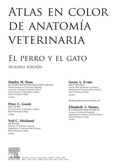 Atlas En Color De Anatomia Veterinaria El Perro Y Del Gato