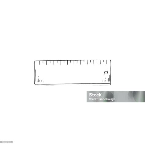 Ruler In Hand Drawn Sketch Style Flat Vector Illustration Isolated On