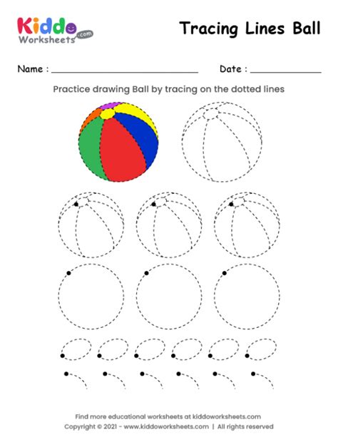 Free Printable Tracing Lines Ball Worksheet Kiddoworksheets