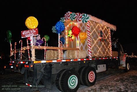 Christmas Parade Float With Candy Cane Decorations