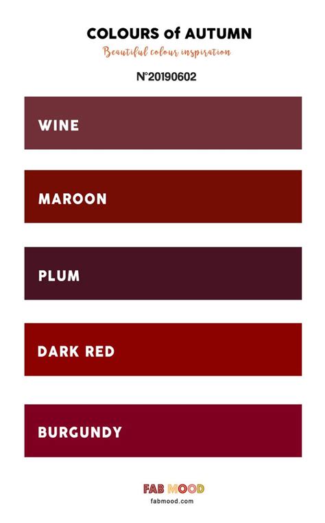 Pretty Autumn Color Palette of Wine + Maroon + Plum + Dark Red | Fall color palette, Maroon ...