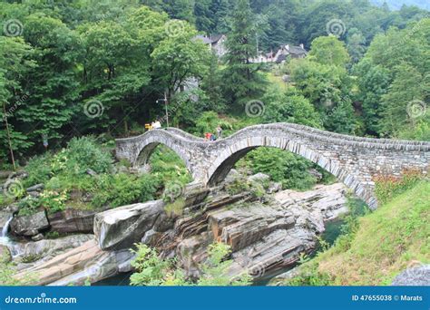 Roman Bridge in Verzasca Valley Editorial Stock Photo - Image of ...