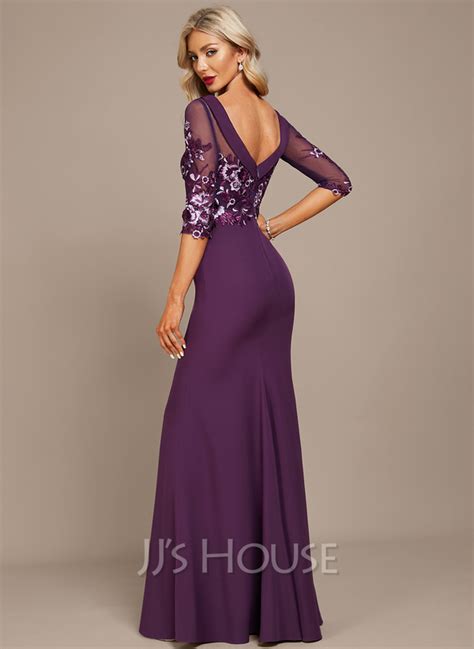 Sheath Column Scoop Neck Floor Length Lace Stretch Crepe Evening Dress