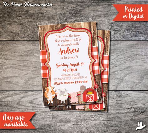 Petting Zoo Birthday Invitation Farm Birthday Invitation Barnyard